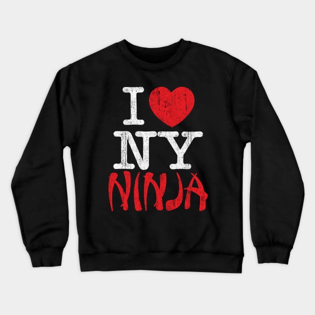 I Love NY Ninja Crewneck Sweatshirt by huckblade